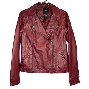 Forever 21 Burgundy Rust Red Faux Leather Jacket
